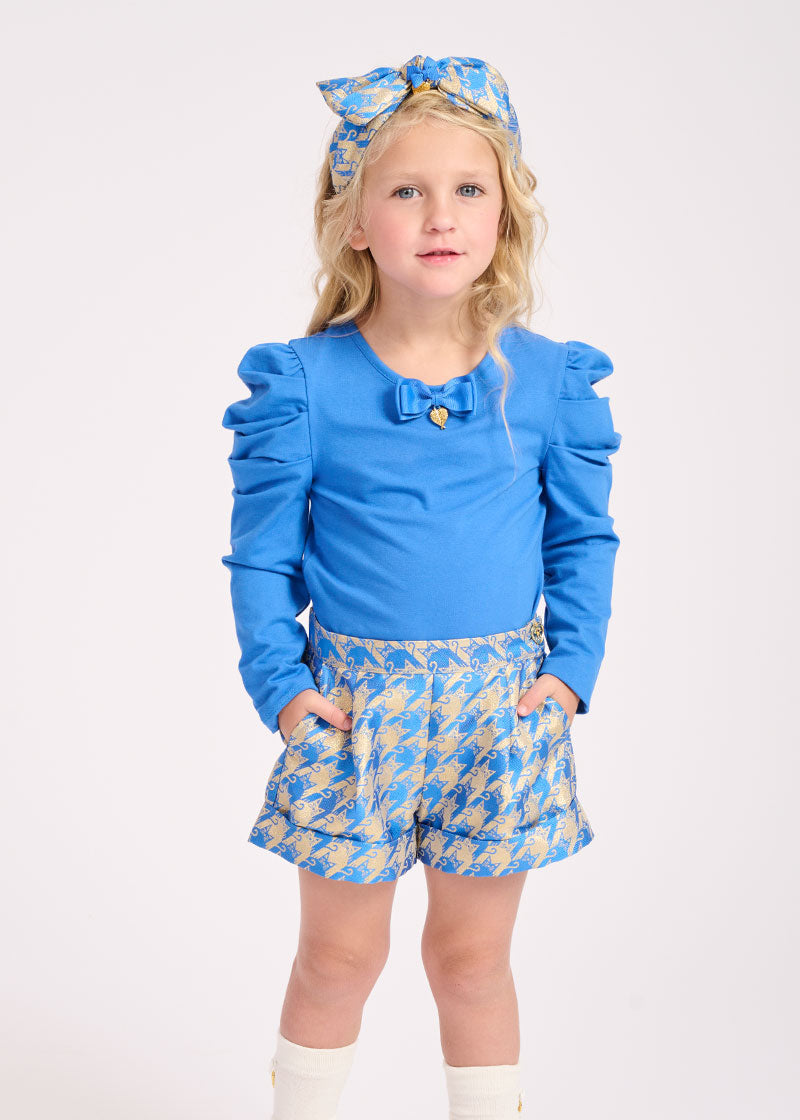 Girl's Sparkle Shorts Blue Gold | Angel's Face