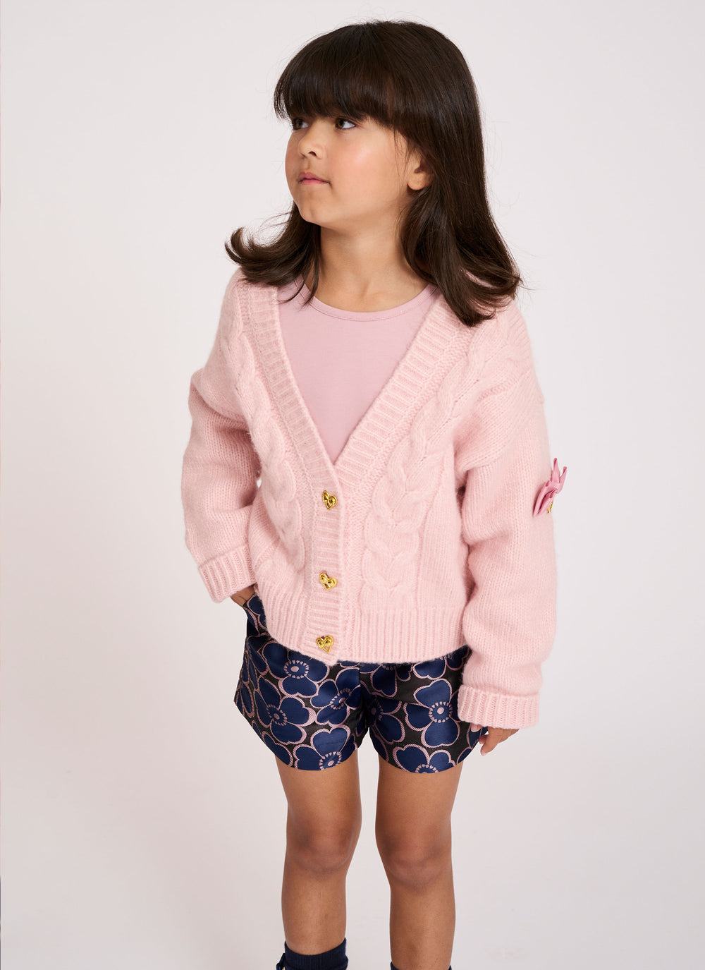 Delphine Cable Cardigan Pink