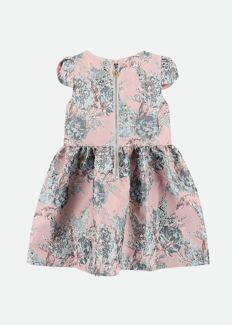 Desiree Flower Jacquard Dress Tea Rose