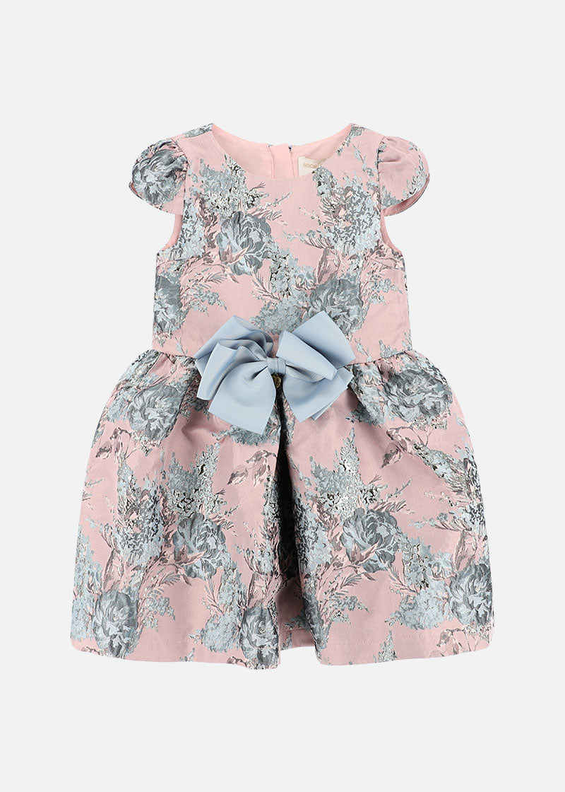 Desiree Flower Jacquard Dress Tea Rose