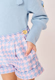 Ella Houndstooth Shorts Blue