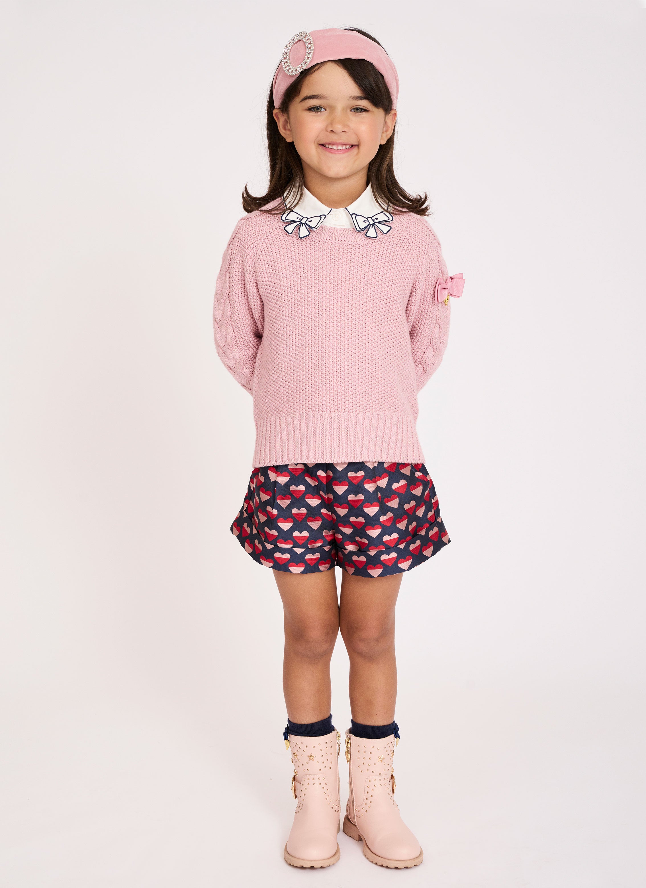 Ella Shorts Navy With Multi Hearts
