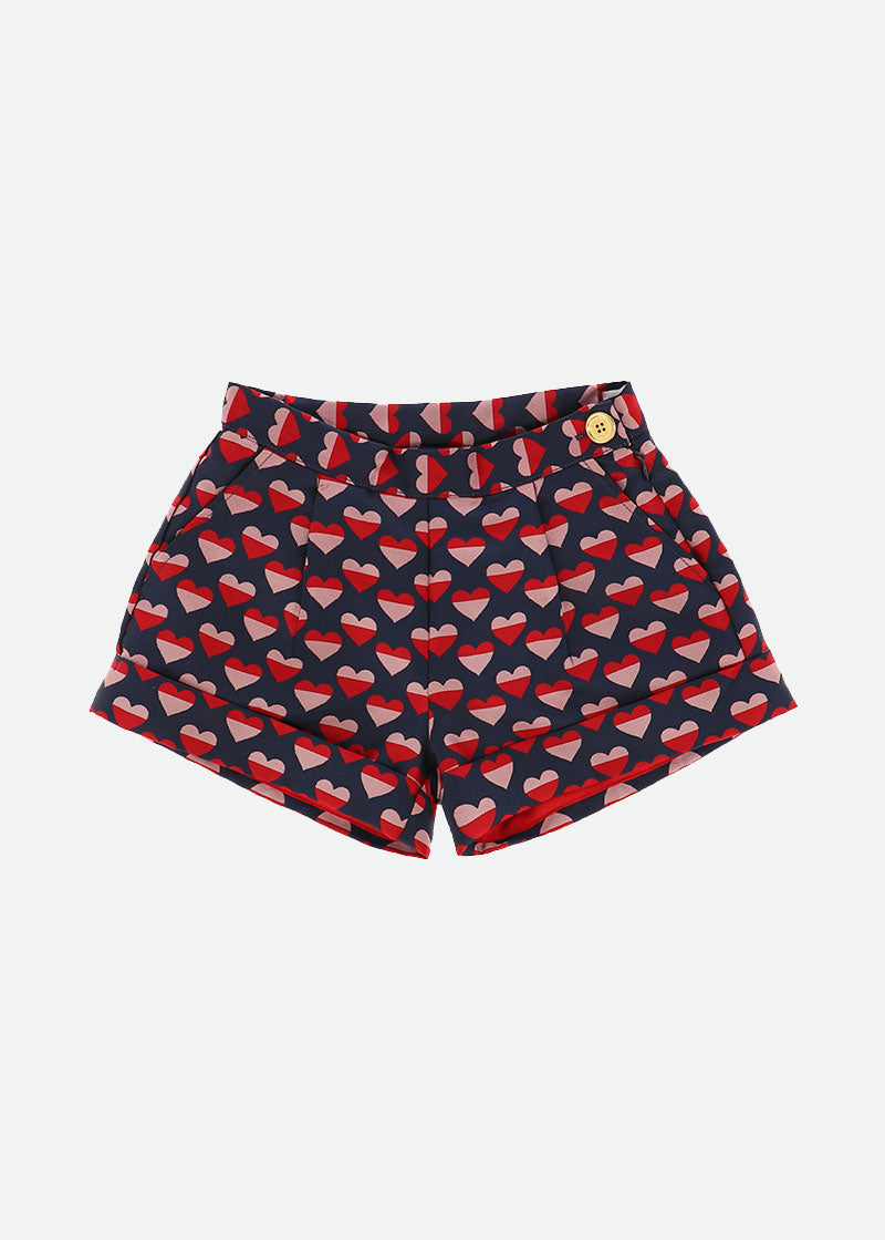 Ella Shorts Navy With Multi Hearts