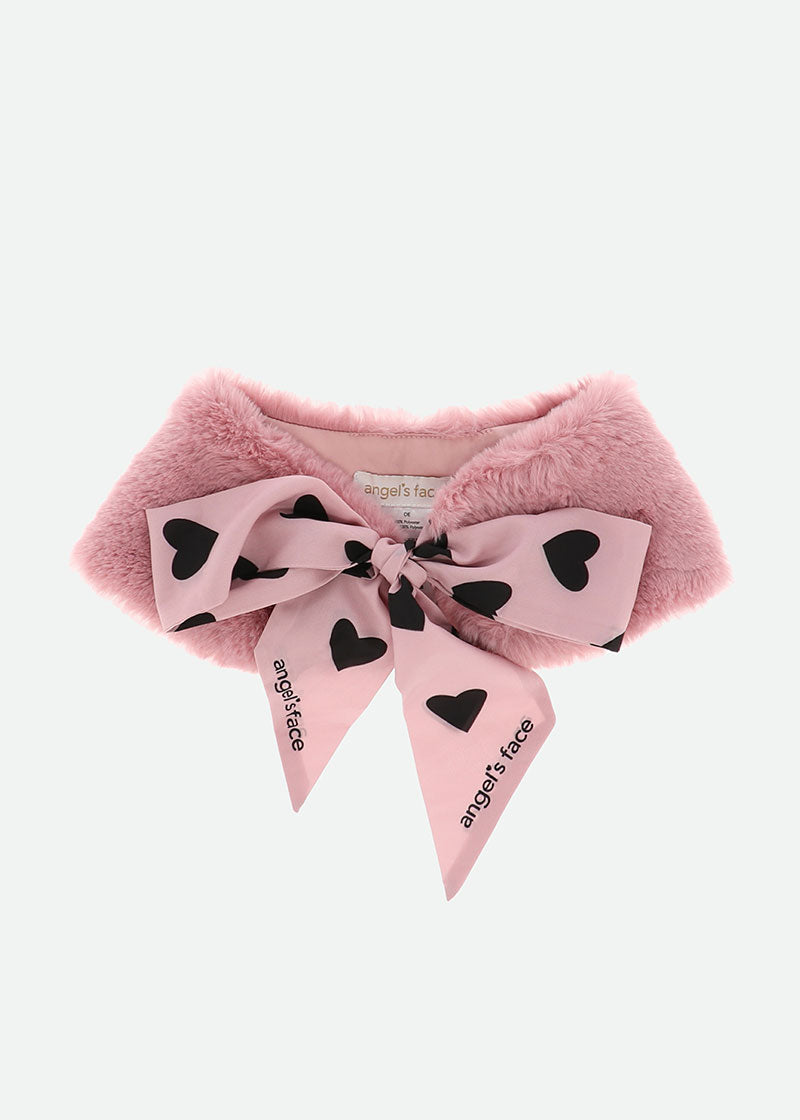 Emerline Faux Fur Collar Tea Rose