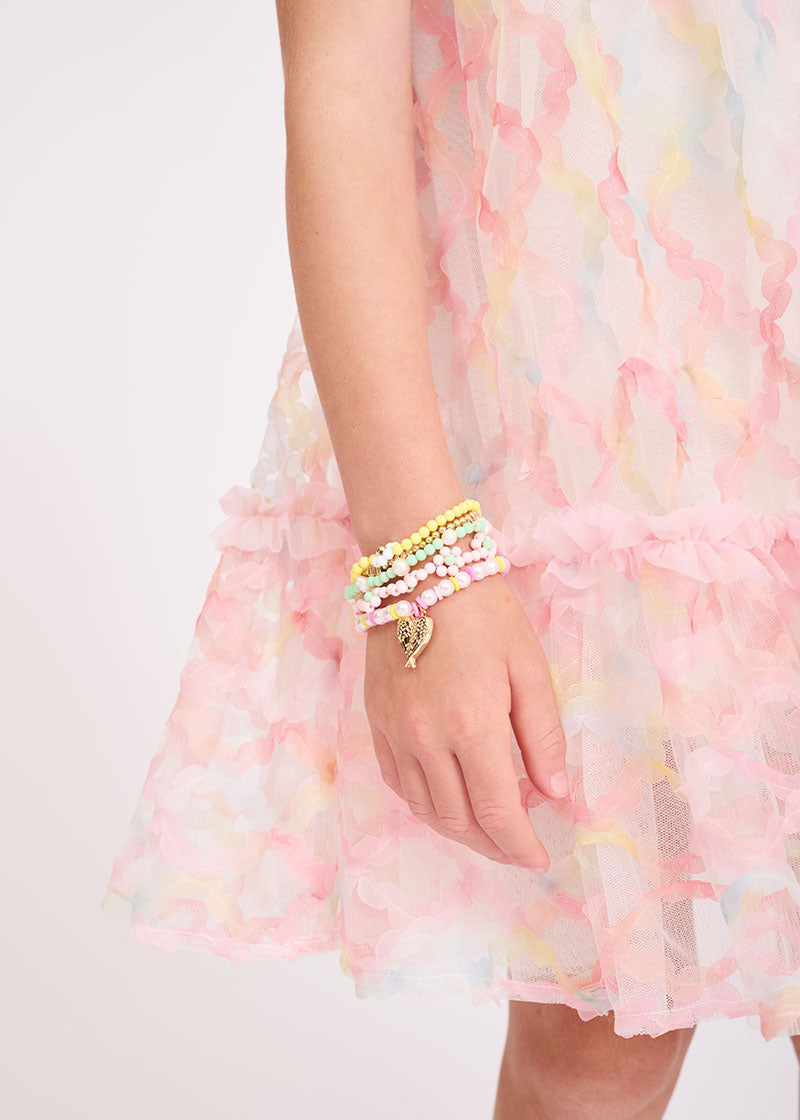 Pink Flower Bracelet Set