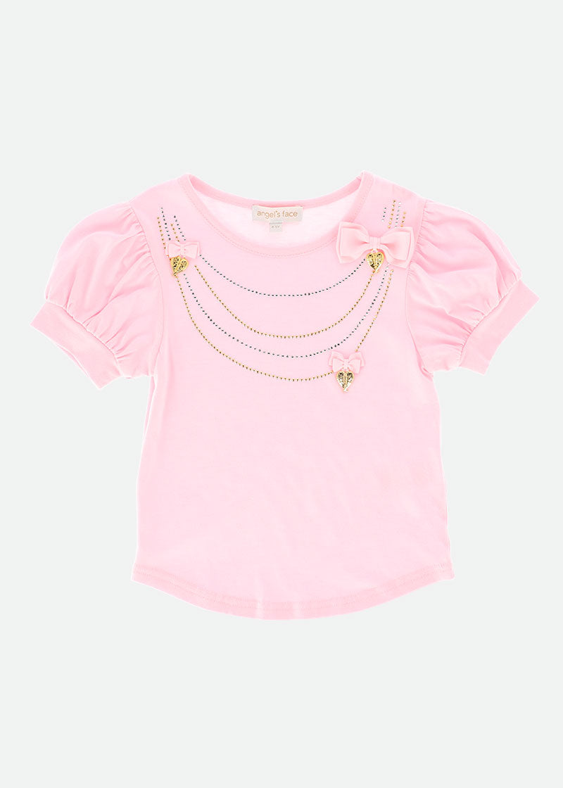 Goldie Necklace Tee Fairy Pink