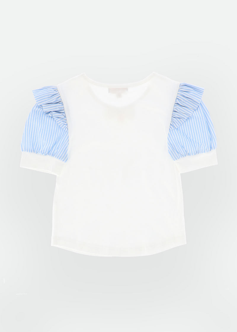 Gwen Blue Stripe Sleeve Top Snowdrop