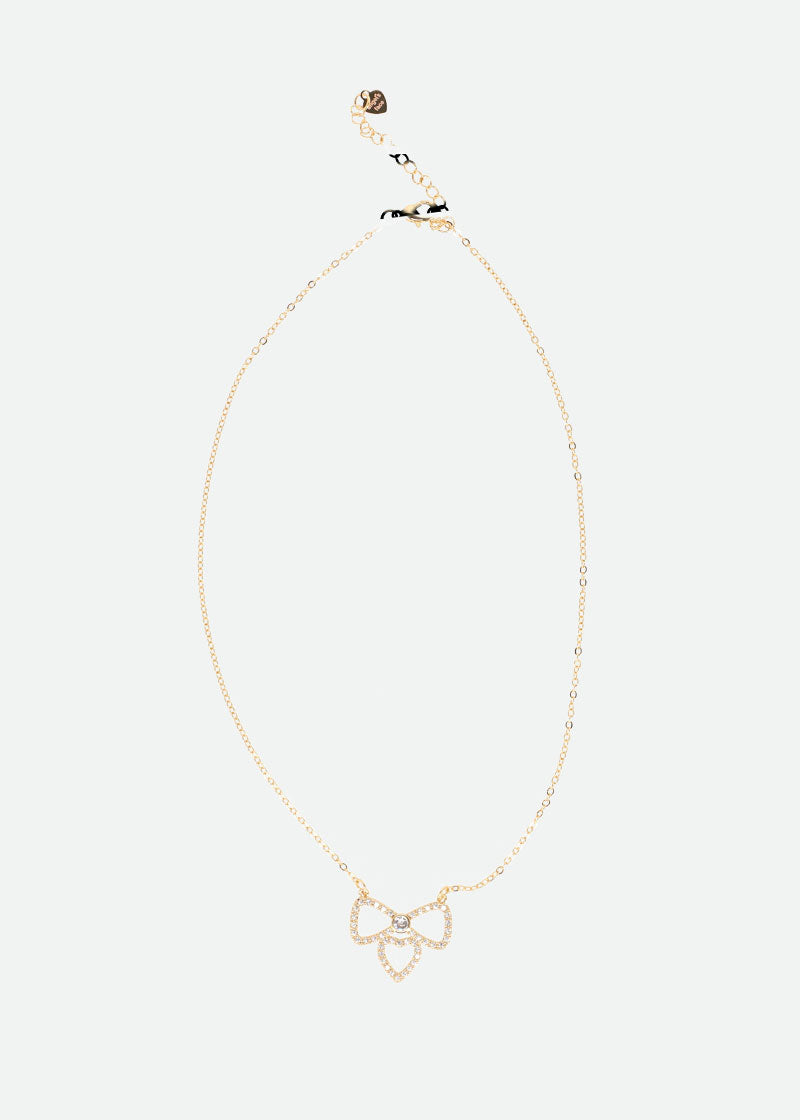 Heart Bow Necklace Gold