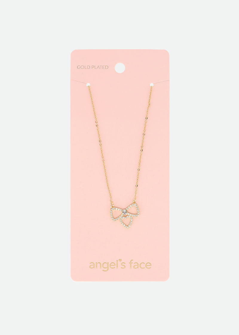 Heart Bow Necklace Gold Angel s Face