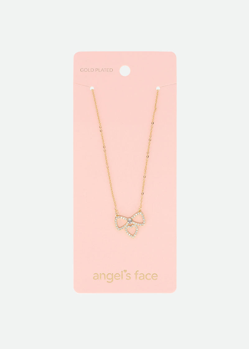 Heart Bow Necklace Gold