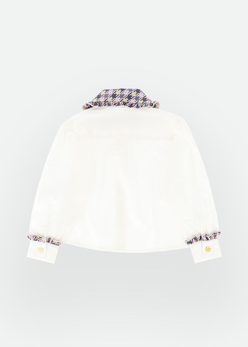 Heidi Houndstooth Collar Blouse White