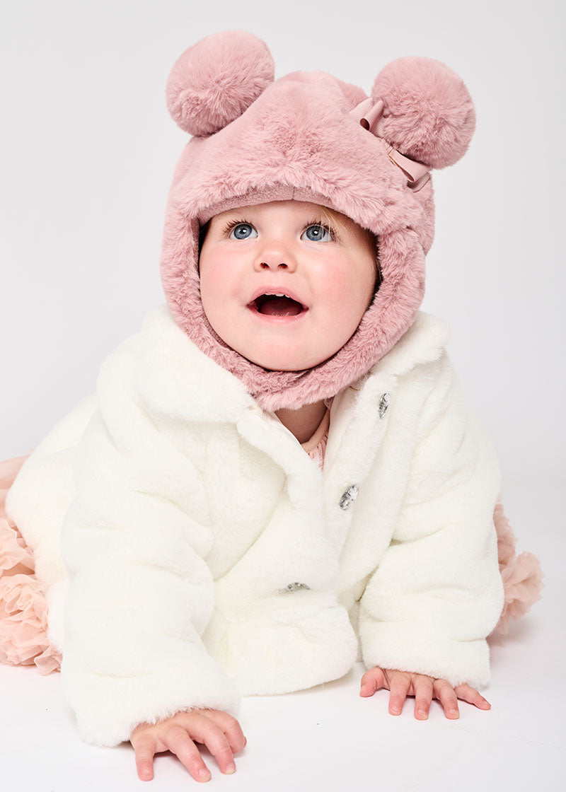 Isabelle Baby Fur Hat Tea Rose