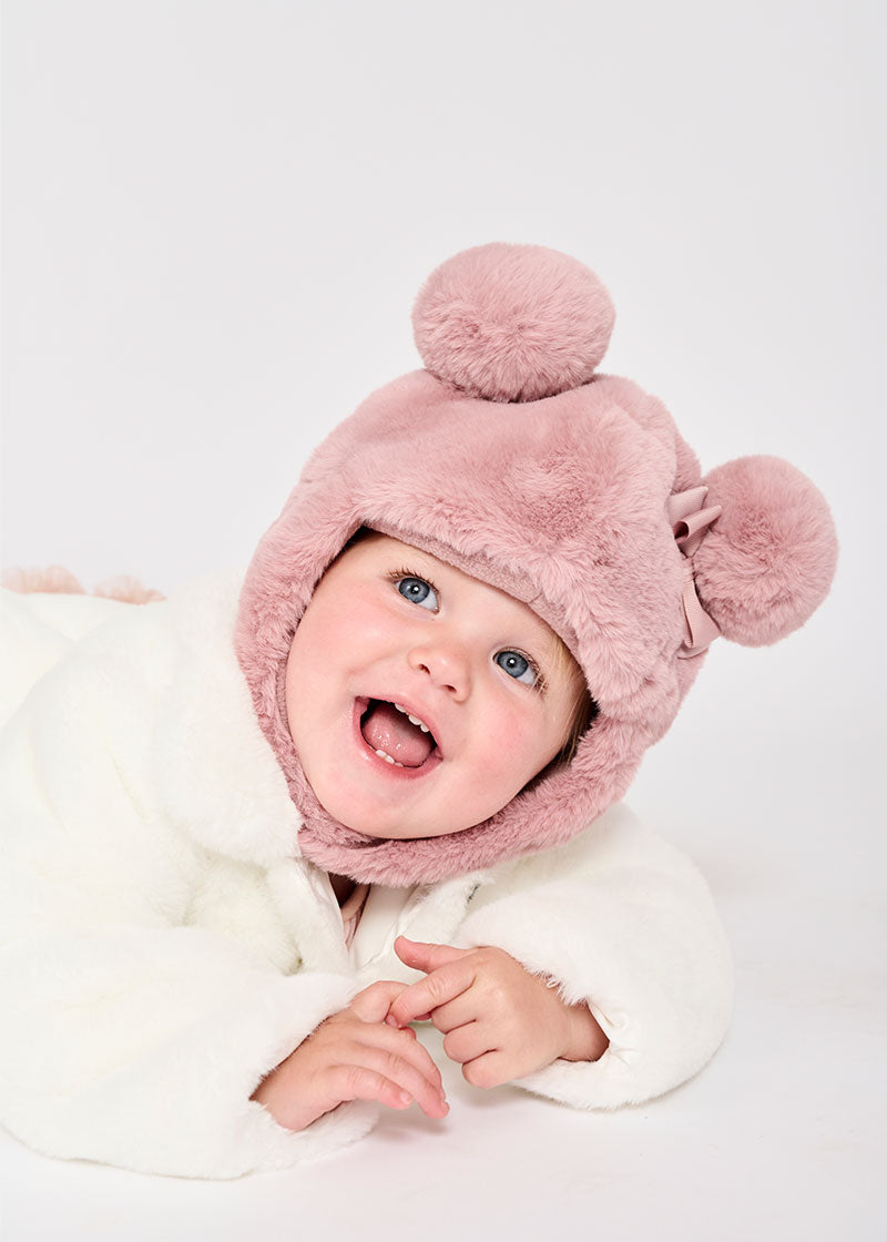 Isabelle Baby Fur Hat Tea Rose