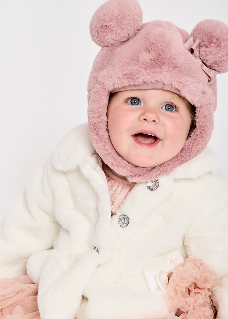 Isabelle Baby Fur Hat Tea Rose