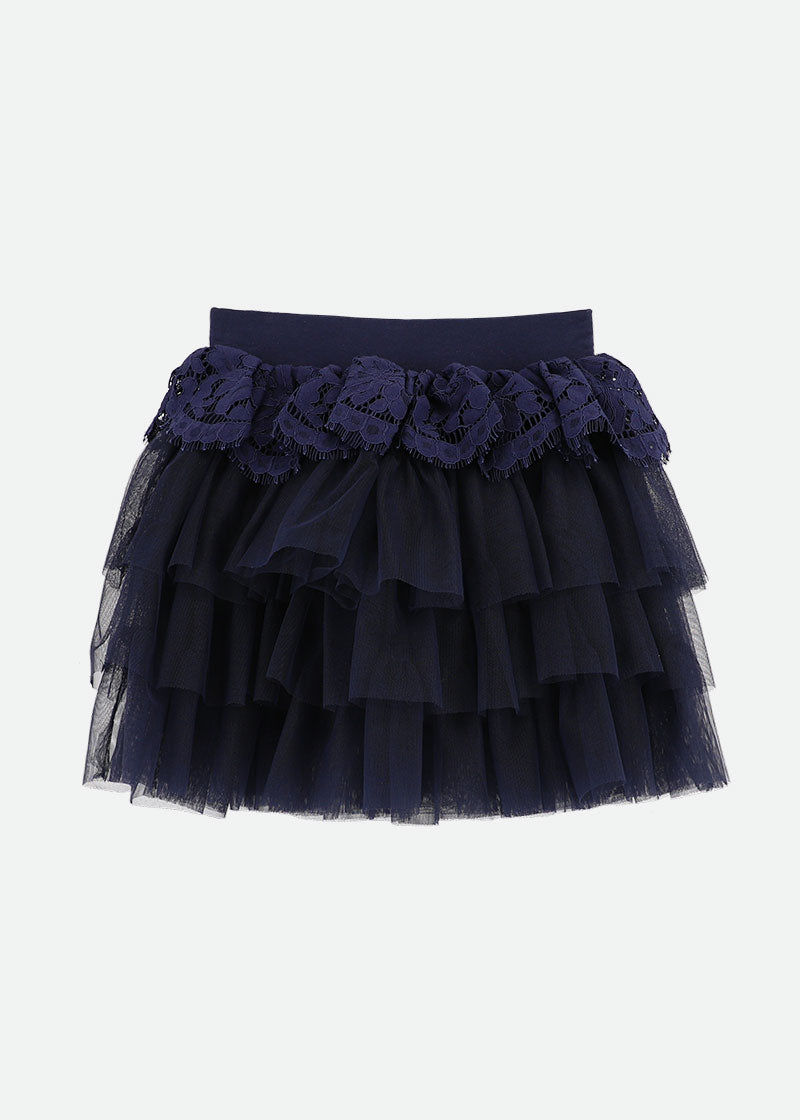 Kamma Lace Trim Skirt Navy