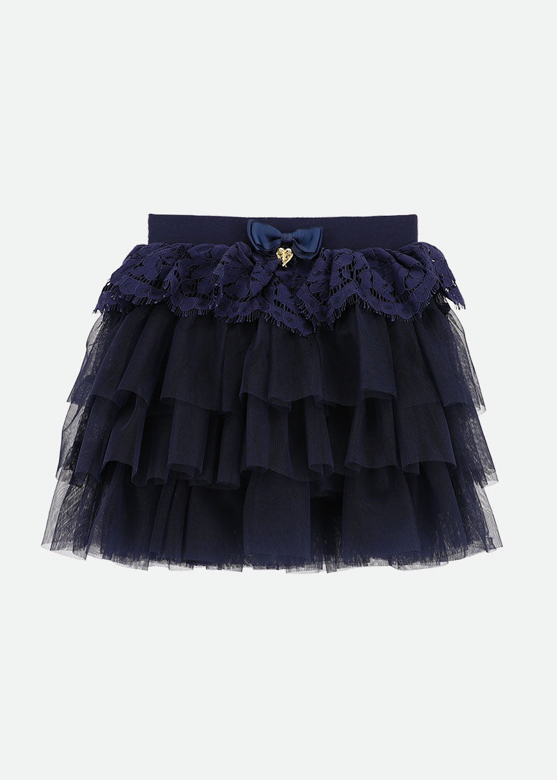 Kamma Lace Trim Skirt Navy