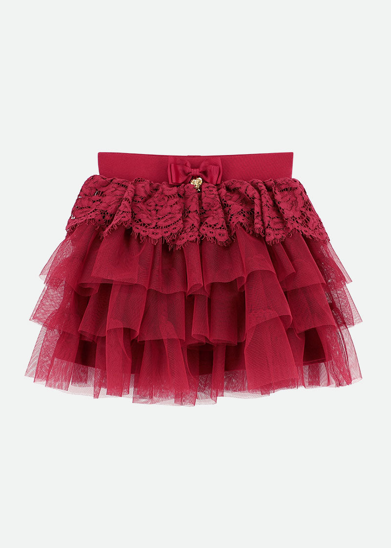 Kamma Lace Trim Skirt Tibetan Red