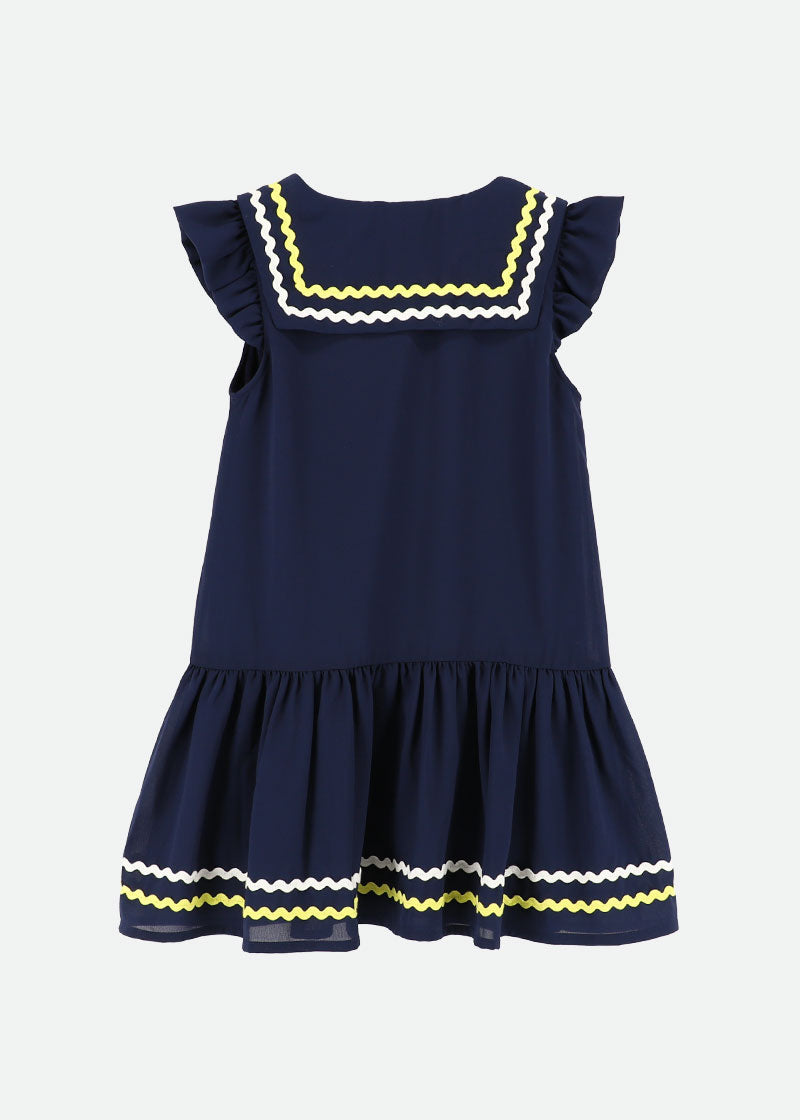 Kira Dress Navy With Yellow