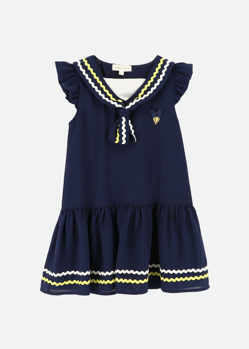 Kira Dress Navy With Yellow