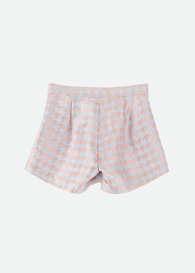 Laetitia Houndstooth Shorts Blue Rose Gold