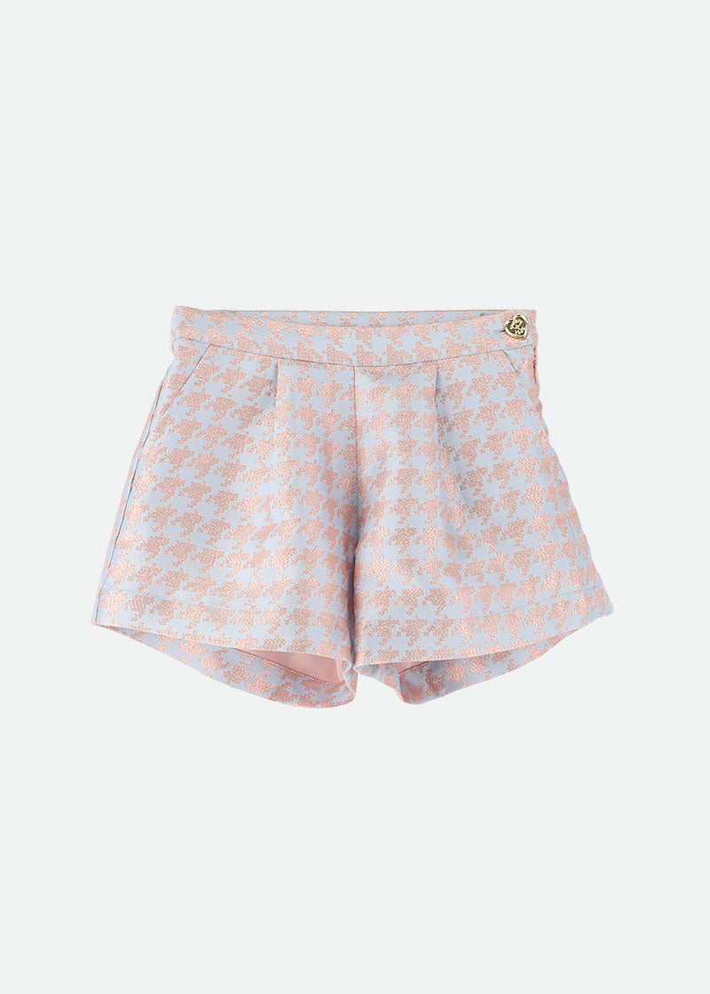 Laetitia Houndstooth Shorts Blue Rose Gold