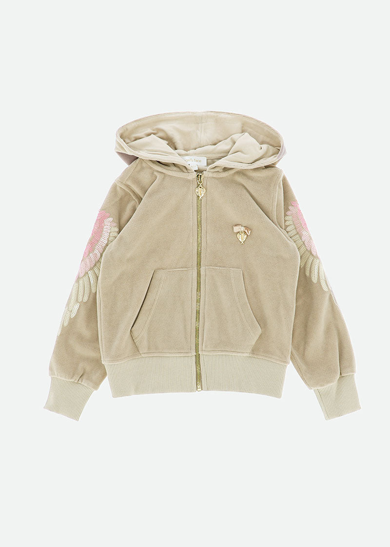 Laura Velour Hoodie Sand