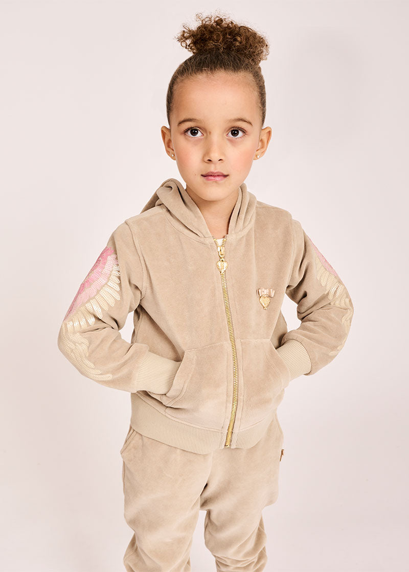Laura Velour Hoodie Sand