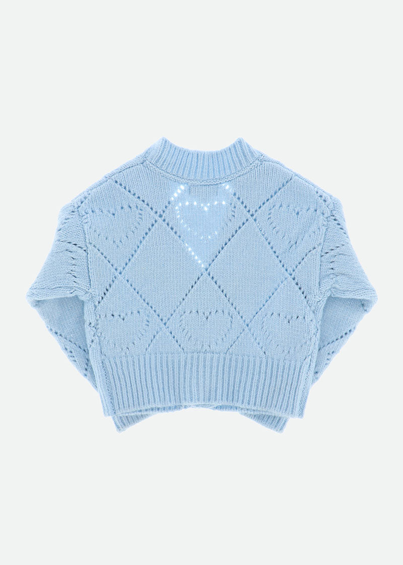 Lou Heart Knit Cardigan Blue