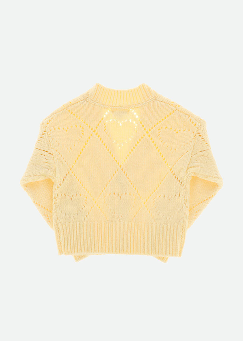 Lou Heart Knit Cardigan Lemon