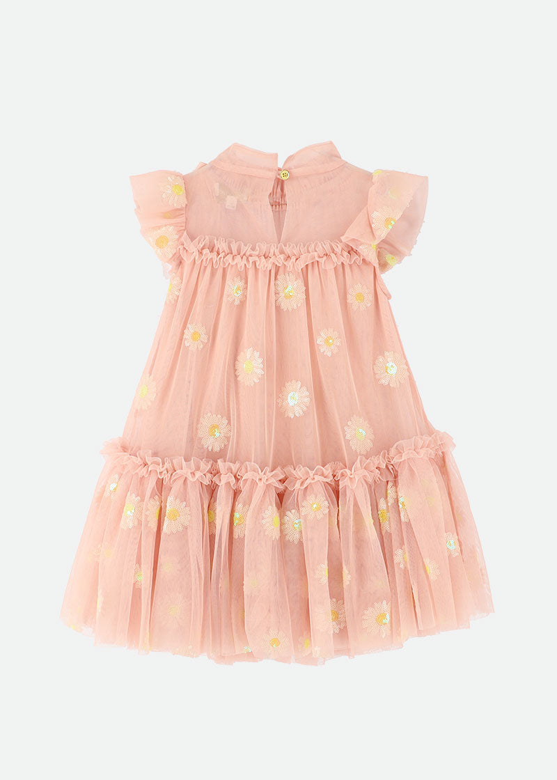 Marigold Sequin Daisy Dress Blush