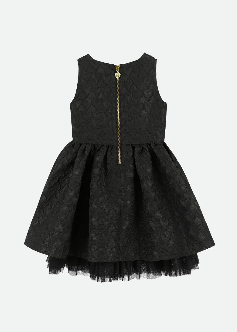 Monty Jacquard Heart Dress Black