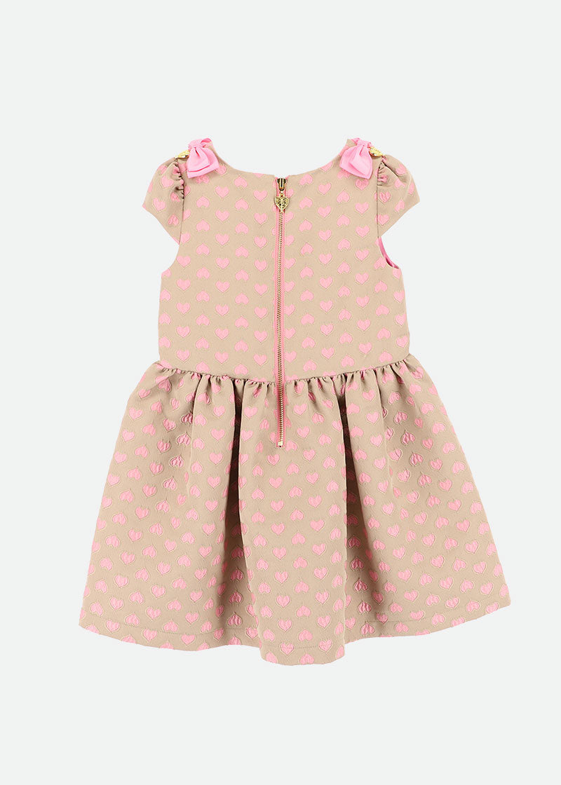 Oksana Dress Sand With Pink Hearts