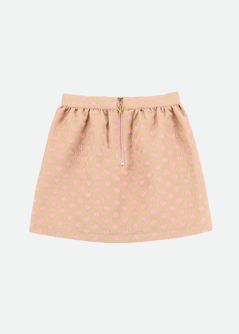 Oksana Skirt Sand With Pink Hearts