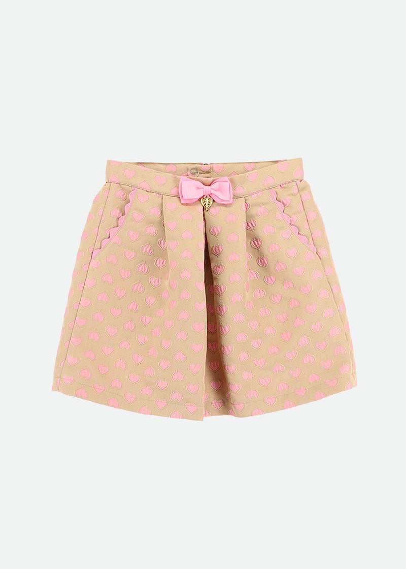 Oksana Skirt Sand With Pink Hearts