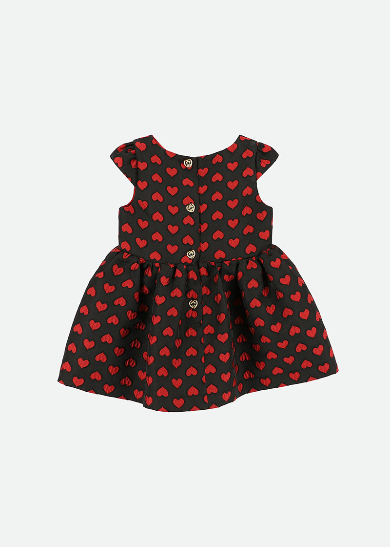 Oksana Baby Dress Black With Red Hearts