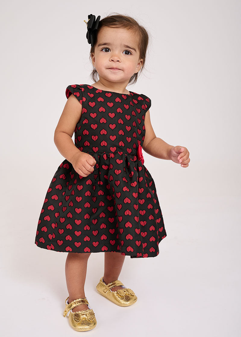 Oksana Baby Dress Black With Red Hearts