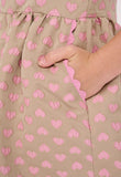 Oksana Dress Sand With Pink Hearts