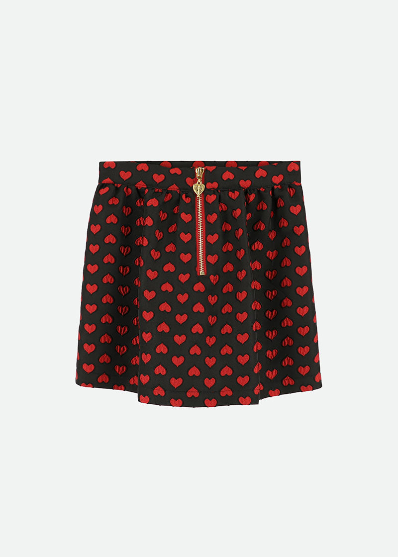 Oksana Skirt Black With Red Hearts