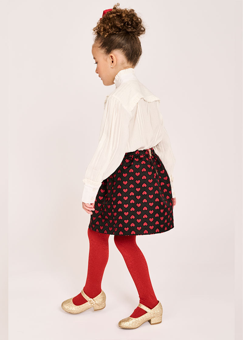 Oksana Skirt Black With Red Hearts