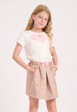 Oksana Skirt Sand With Pink Hearts