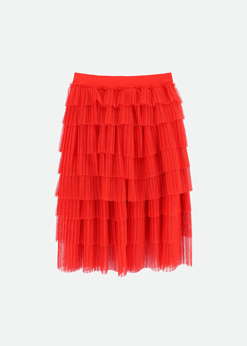 Pandora Tiered Pleat Skirt Red