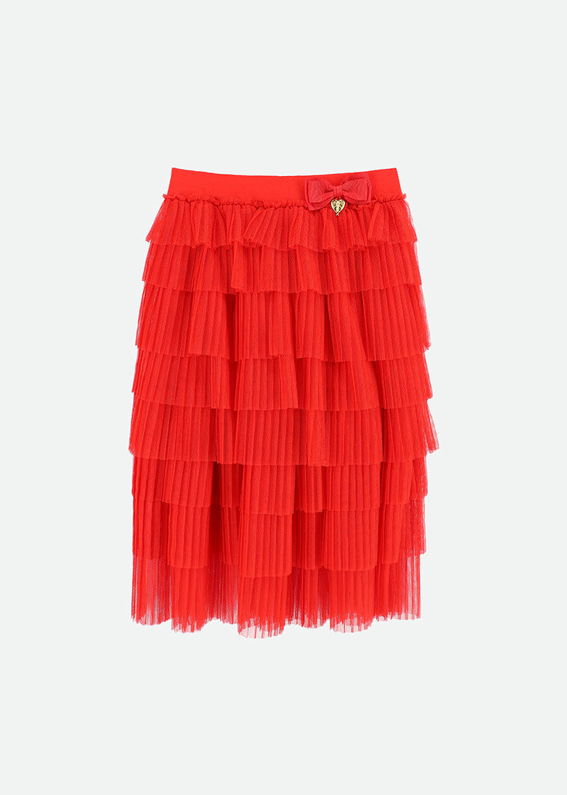 Pandora Tiered Pleat Skirt Red