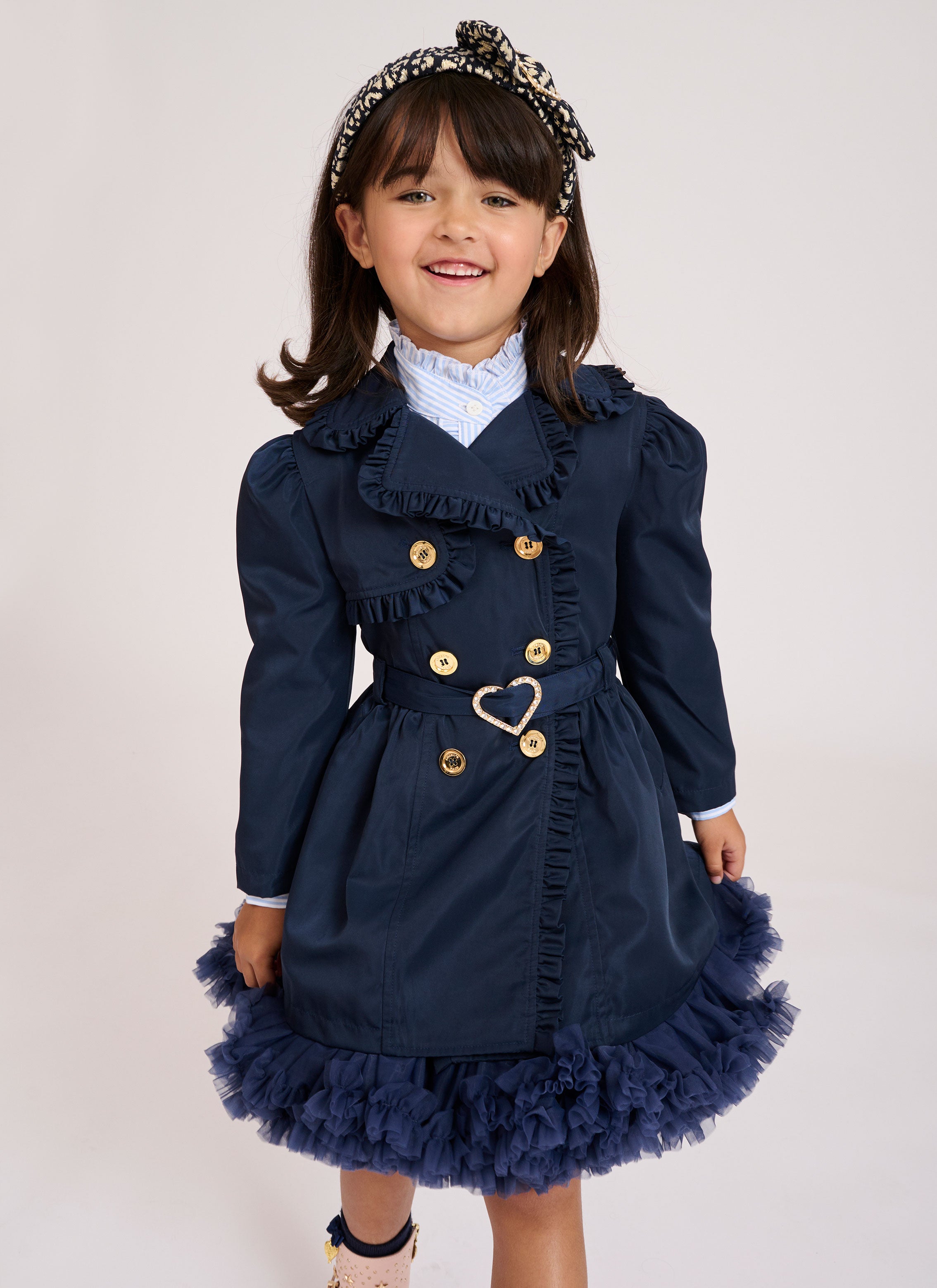 Girls navy hot sale trench coat