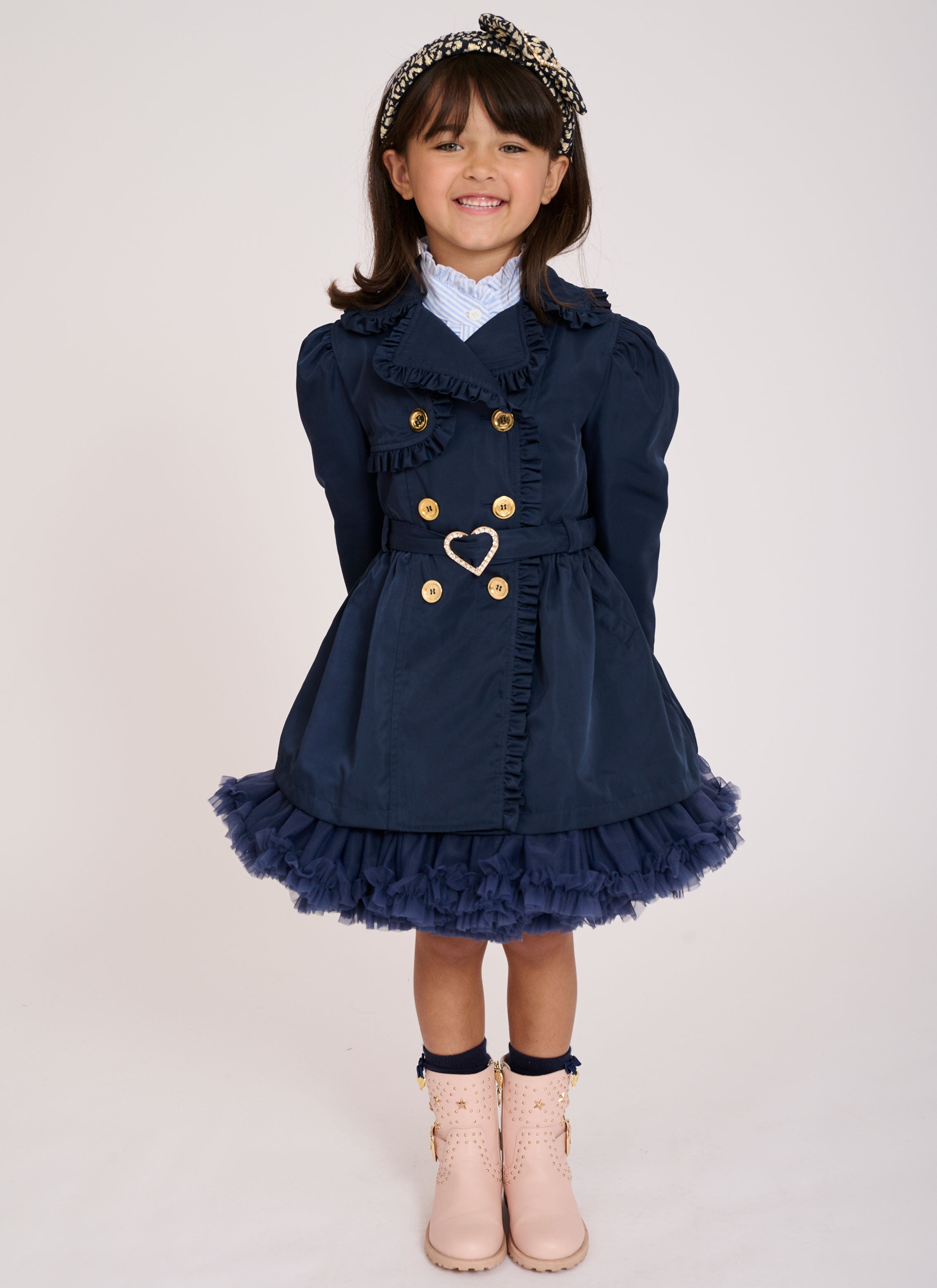 Girls navy 2025 trench coat