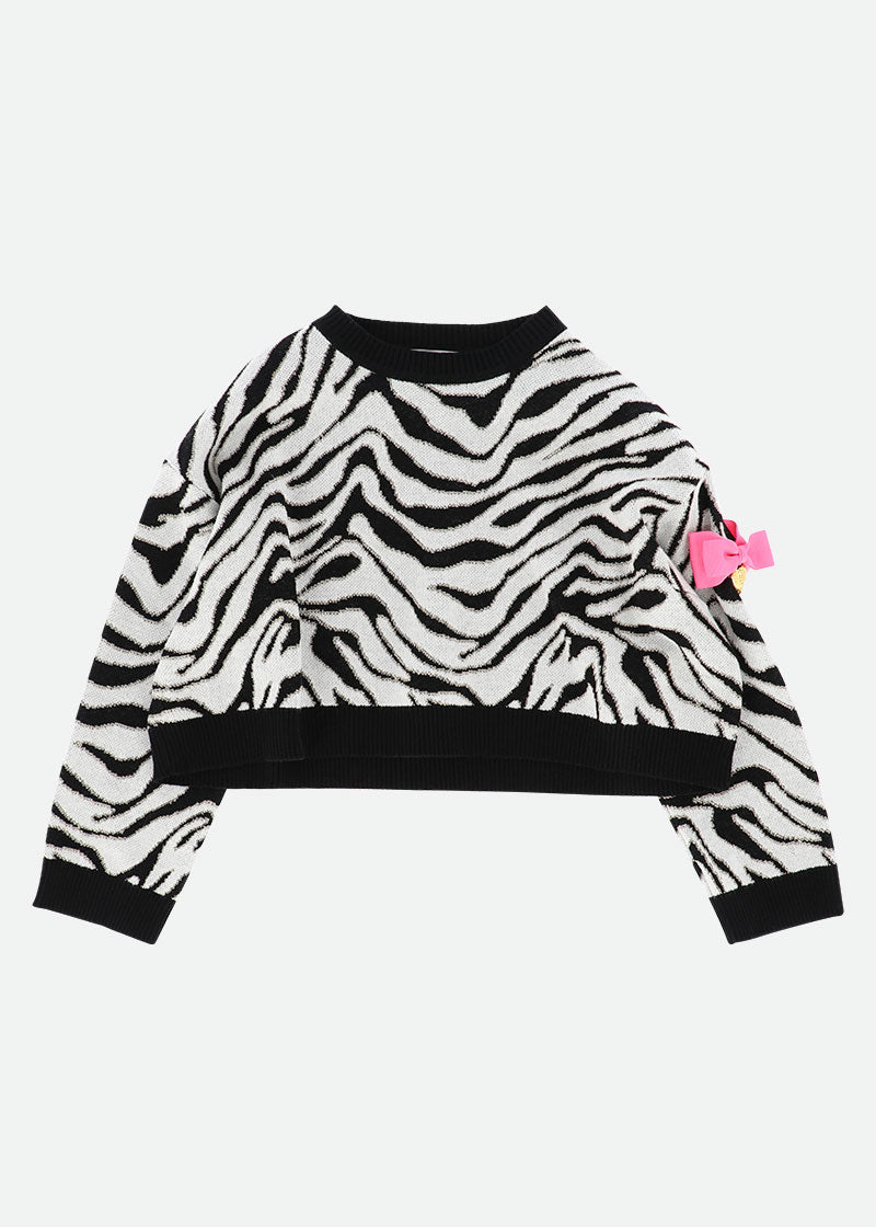 Roberta Cropped Zebra Jumper White/Black