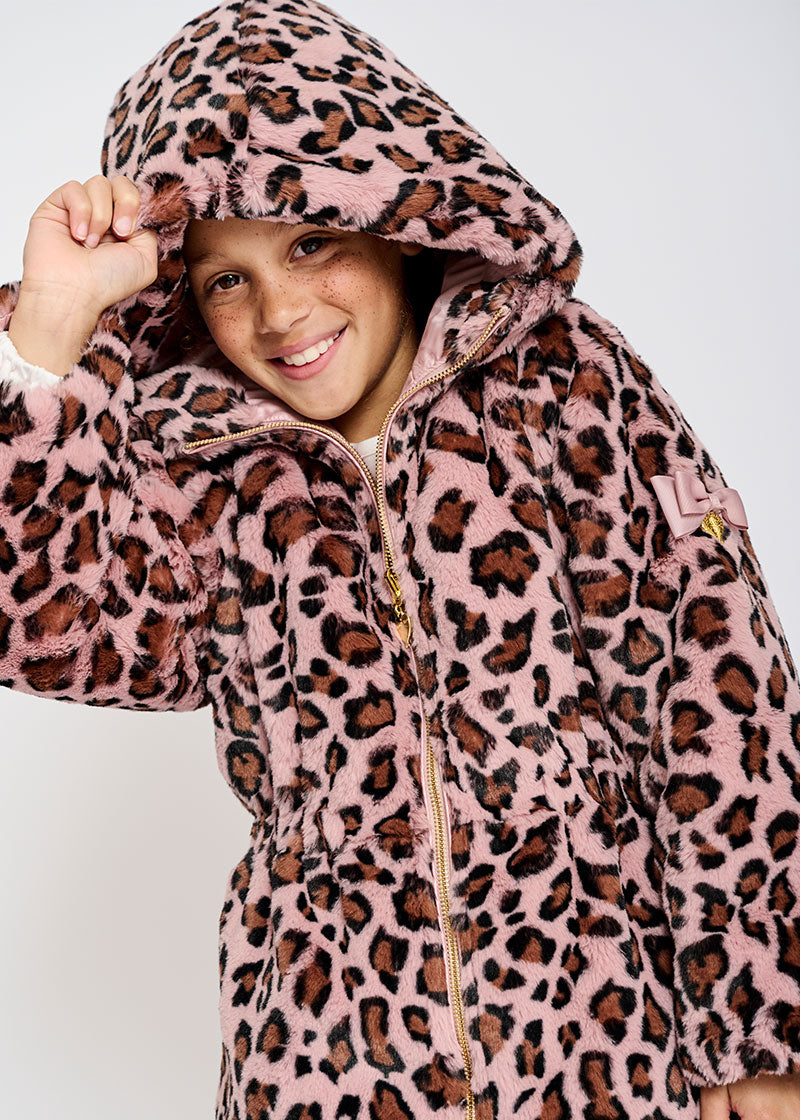 Roxanne Reversible Pink Coat Leopard