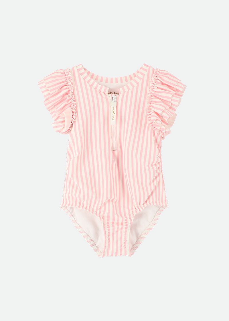 Sesimbra Striped Zip Up Swimsuit Pink