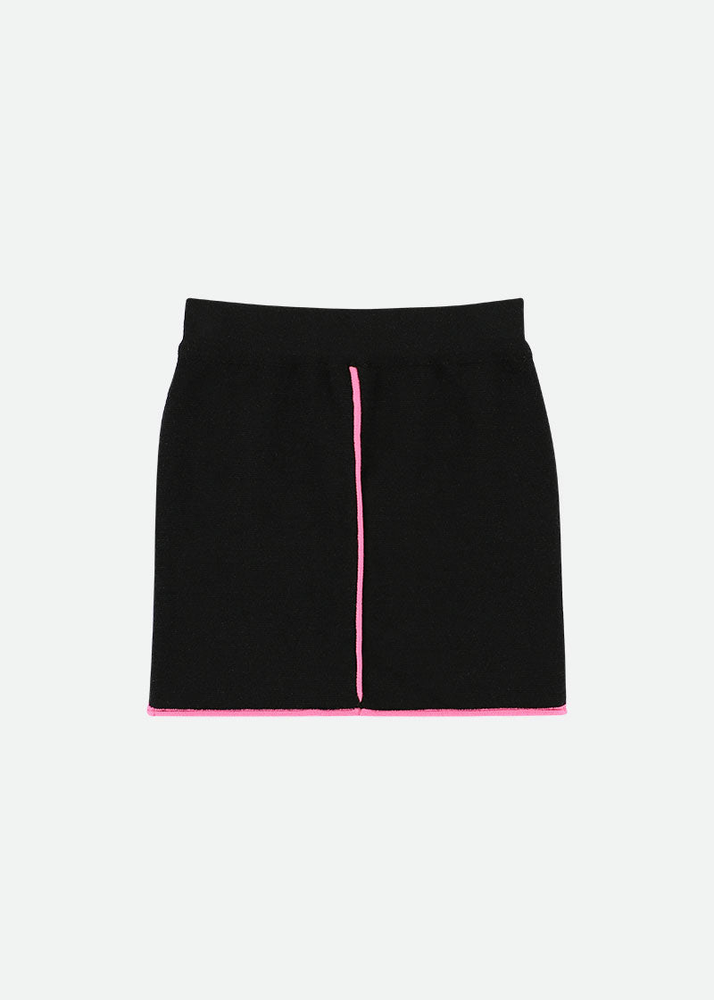 Whitney Knitted Skirt Black With Pink