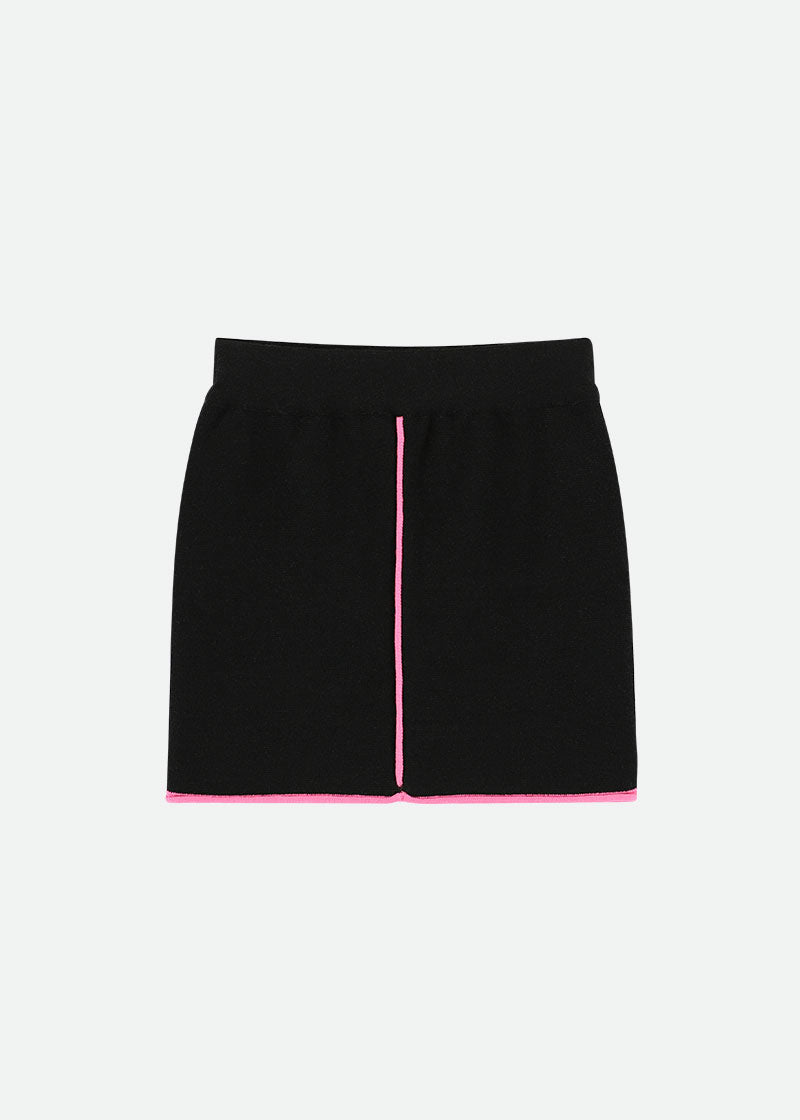 Whitney Knitted Skirt Black With Pink