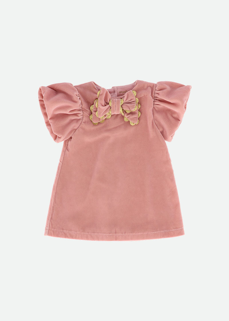 Zoey Baby Velvet Dress Tea Rose